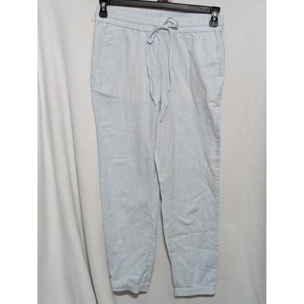 J.Crew Womens Blue White Pinstripe Cotton Linen Jogger Pants XS C2621